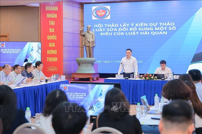 Ông Nguyễn Thành Hưng, Phó Cục trưởng Cục Hải quan, Bộ Tài Chính phát biểu tại Hội thảo. Ảnh: Lê Đông - TTXVN