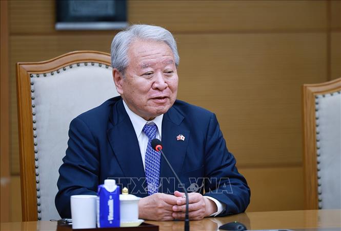 Chủ tịch Cơ quan Hợp tác quốc tế Nhật Bản (JICA) Tanaka Akihiko phát biểu. Ảnh: Dương Giang – TTXVN 
