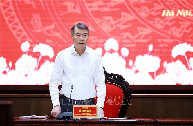 Thủ tướng Lê Minh Hưng làm việc với Ban Thường vụ Thành uỷ Hà Nội. Ảnh: Dương Giang – TTXVN

