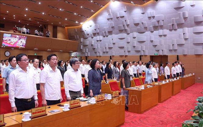 Các đại biểu dự phiên khai mạc kỳ họp thứ tư HĐND thành phố Hà Nội. Ảnh: Văn Điệp - TTXVN