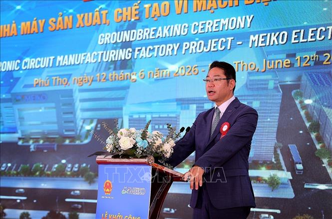 Sakate Atsushi, Vice President of Meiko Group, says the decision to launch its sixth project reflects the group’s strong confidence in Vietnam’s stable and transparent investment environment and its potential as a high-tech manufacturing hub. VNA Photo: Thanh Hải