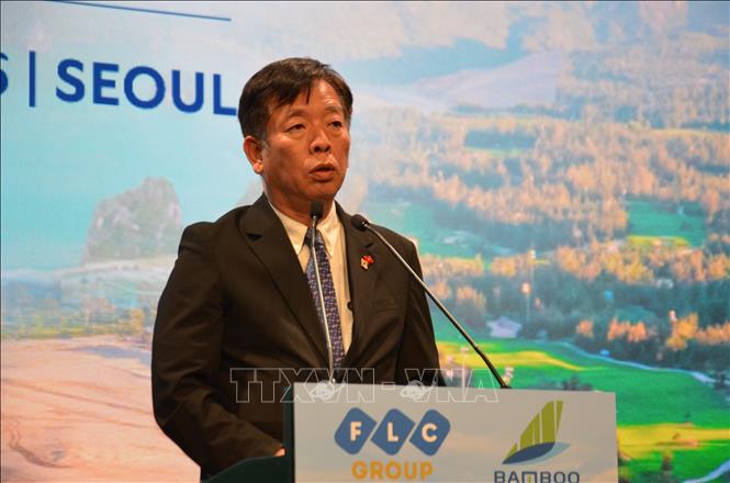 Đại sứ Vũ Hồ phát biểu tại Diễn đàn. Ảnh: Trường Giang - PV TTXVN tại Hàn Quốc