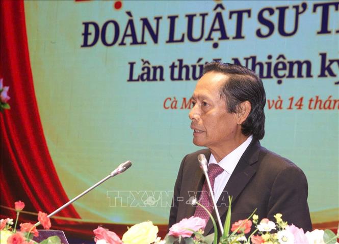 Luật sư, Tiến sĩ Phan Trung Hoài - Thường trực Liên đoàn Luật sư Việt Nam phát biểu. Ảnh: Tuấn Kiệt – TTXVN