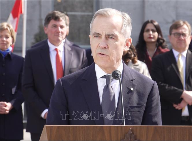 (Tư liệu) Thủ tướng Canada Mark Carney phát biểu tại Ottawa. Ảnh: THX/TTXVN