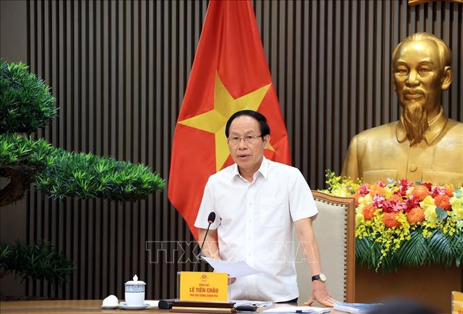 Phó thủ tướng Lê Tiến Châu phát biểu chỉ đạo. Ảnh: Tuấn Anh - TTXVN
