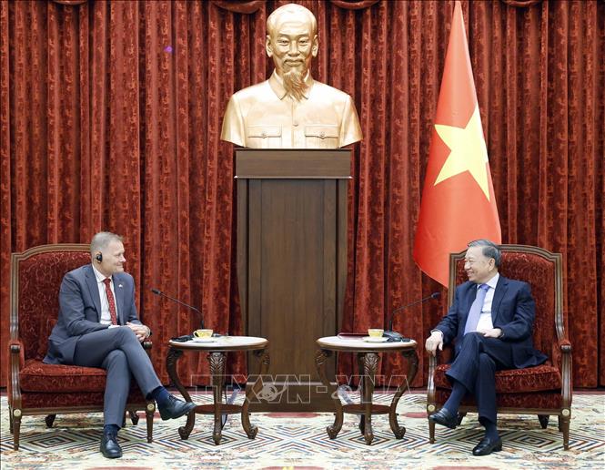 Tổng Bí thư, Chủ tịch nước Tô Lâm tiếp Đại sứ Đan Mạch Nicolai Prytz đến chào từ biệt, kết thúc nhiệm kỳ công tác tại Việt Nam. Ảnh: Thống Nhất – TTXVN