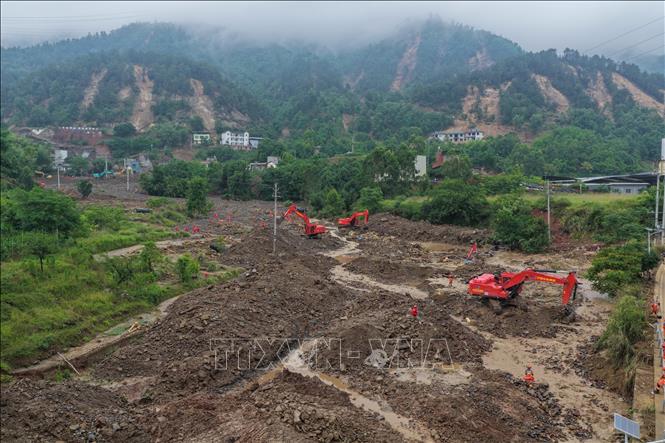 (Tư liệu) Ngập lụt do mưa lớn ở quận Vĩnh Xuyên, thành phố Trùng Khánh, Trung Quốc, ngày 25/5/2026. Ảnh: THX/TTXVN