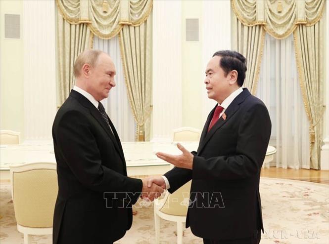 Chiều 10/9/2024 (giờ địa phương), tại Điện Kremli ở Thủ đô Moskva, Chủ tịch Quốc hội Trần Thanh Mẫn hội kiến Tổng thống Liên bang Nga Vladimir Putin. Ảnh: Thống Nhất – TTXVN