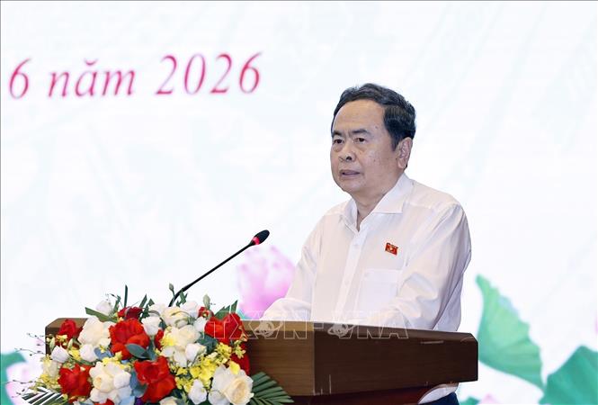 Chủ tịch Quốc hội Trần Thanh Mẫn phát biểu kết luận bế mạc Hội nghị. Ảnh: Doãn Tấn - TTXVN
