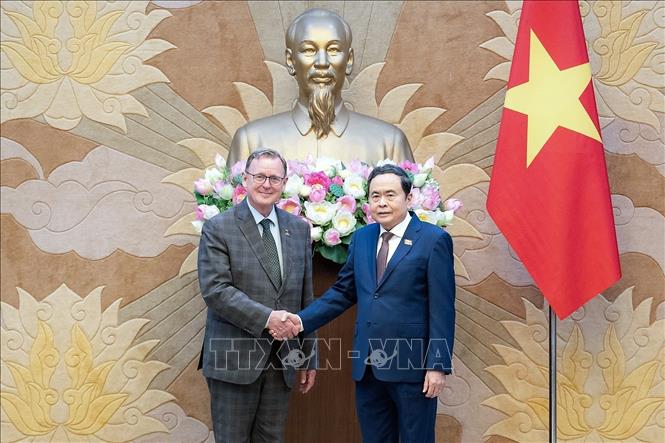 Chủ tịch Quốc hội Trần Thanh Mẫn tiếp Phó Chủ tịch Quốc hội Cộng hòa Liên bang Đức Bodo Ramelow. Ảnh: Doãn Tấn - TTXVN 