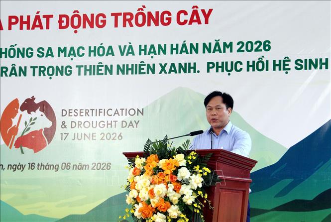 Ông Hoàng Văn Chiều, Phó Giám đốc Sở Nông nghiệp và Môi trường tỉnh Lạng Sơn, chia sẻ kinh nghiệm của địa phương để đạt được tỷ lệ che phủ rừng hơn 64%. Ảnh: Văn Đạt - TTXVN