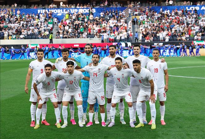 Đội hình xuất phát của đội tuyển Iran trong trận gặp New Zealand ở bảng G World Cup 2026 trên sân vận động Los Angeles, Mỹ, ngày 15/6/2026. Ảnh: THX/TTXVN phát