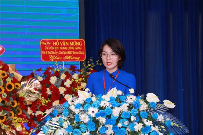 Chị Tô Thị Tuyết Ngân, Chủ tịch Hội LHTN Việt Nam tỉnh Khánh Hòa nhiệm kỳ 2026- 2029 phát biểu. Ảnh: Phan Sáu - TTXVN