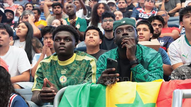 Nỗi thất vọng hiện rõ trên mặt các cổ động viên Senegal sau khi Pháp nâng tỷ số lên 2-0. Ảnh: Thanh Tuấn - Phóng viên TTXVN tại Mỹ