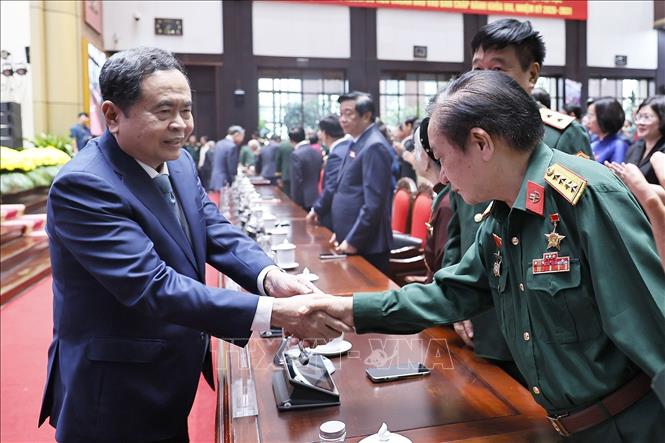 Chủ tịch Quốc hội Trần Thanh Mẫn với đại biểu dự Đại hội. Ảnh: Doãn Tấn - TTXVN