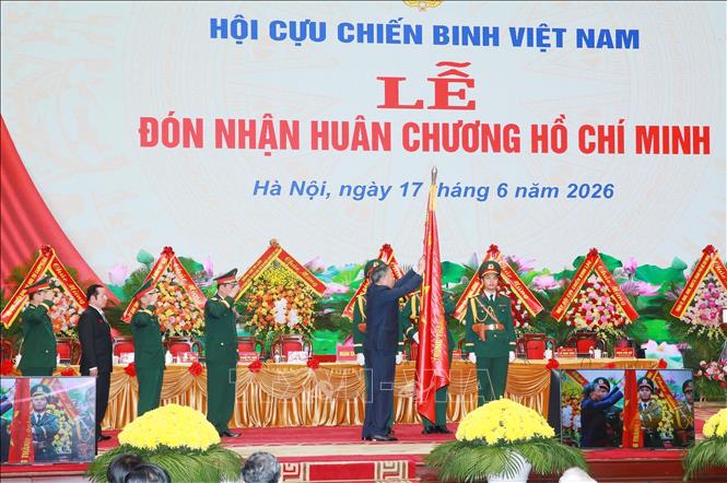 Tổng Bí thư, Chủ tịch nước Tô Lâm trao Huân chương Hồ Chí Minh tặng Hội Cựu chiến binh Việt Nam. Ảnh: Trọng Đức - TTXVN