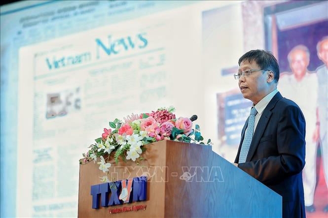 Nhà báo Nguyễn Minh, Tổng Biên tập báo Viet nam News & Law phát biểu khai mạc. Ảnh: Phạm Tuấn Anh - TTXVN