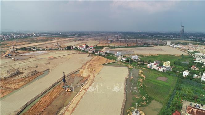 Một góc công trường xây dựng sân bay Gia Bình nhìn từ trên cao. Ảnh: Việt Hùng - TTXVN
