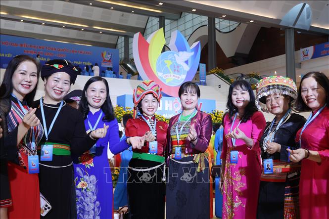 Delegates at the opening ceremony of the 14th National Congress of the Vietnam Women's Union. VNA Photo