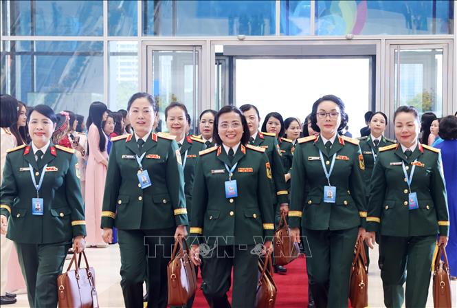 Delegates attend the opening ceremony of the 14th National Congress of the Vietnam Women's Union. VNA Photo
