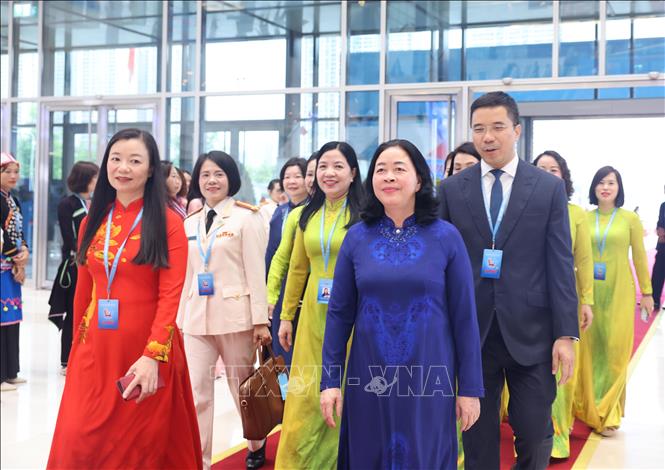 Delegates attend the opening ceremony of the 14th National Congress of the Vietnam Women's Union. VNA Photo
