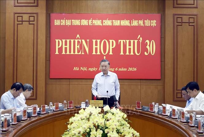 Tổng Bí thư, Chủ tịch nước Tô Lâm chủ trì phiên họp thứ 30 Ban Chỉ đạo Trung ương về phòng, chống tham nhũng, lãng phí tiêu cực. Ảnh: Thống Nhất  