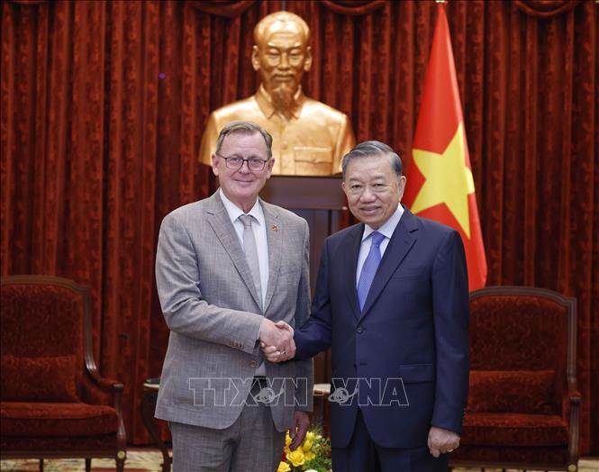 Tổng Bí thư, Chủ tịch nước Tô Lâm tiếp Phó chủ tịch Quốc hội Cộng hòa Liên bang Đức Bodo Ramelow. Ảnh: Thống Nhất – TTXVN