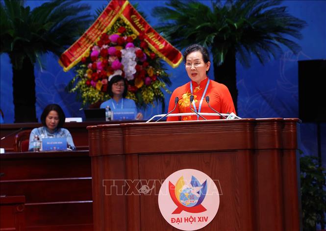 Chủ tịch Trung ương Hội Liên hiệp Phụ nữ Việt Nam Lê Thị Thuỷ phát biểu. Ảnh: Văn Điệp- TTXVN