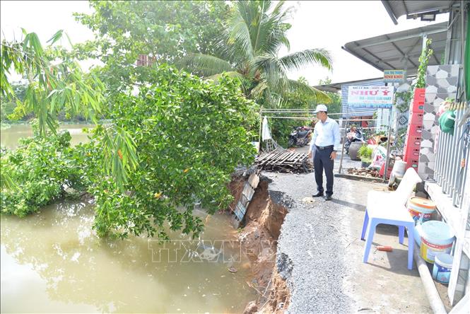 Hiện trường vụ sạt lở. Ảnh: Công Trí - TTXVN