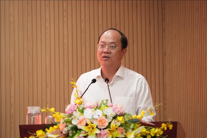 Bí thư Tỉnh ủy Cà Mau Nguyễn Hồ Hải phát biểu tại Hội nghị. Ảnh: Tuấn Kiệt – TTXVN