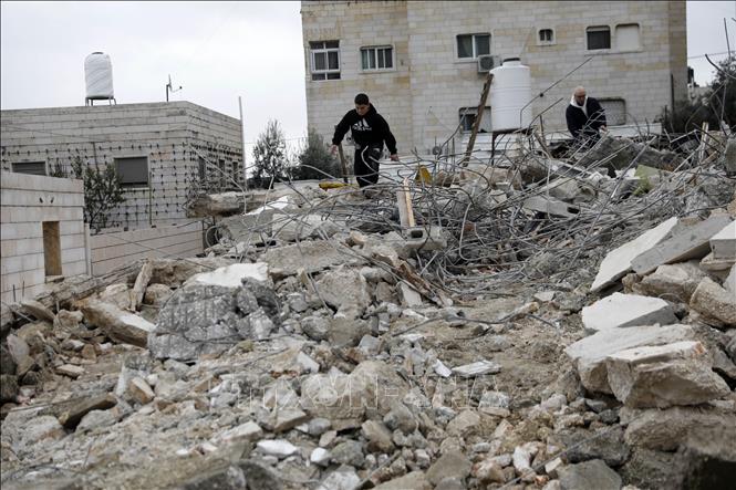 Căn nhà của người Palestine bị lực lượng Israel dỡ bỏ tại thành phố Hebron, Khu Bờ Tây. Ảnh: THX/TTXVN