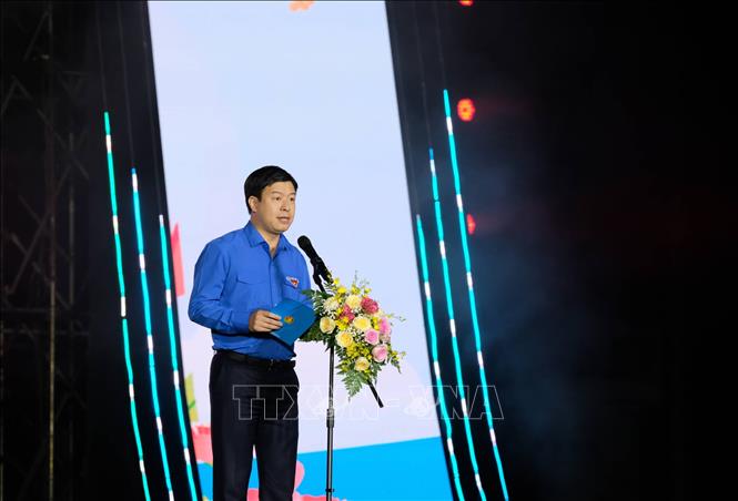  Anh Lê Hải Long, Phó Chủ tịch Hội Đồng đội Trung ương phát biểu tại Lễ khai mạc Festival Thiếu nhi toàn quốc năm 2026. Ảnh: Nguyễn Dũng – TTXVN
