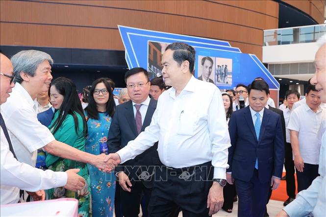 Chủ tịch Quốc hội Trần Thanh Mẫn với các đại biểu tại Hội Báo toàn quốc 2026. Ảnh: TTXVN