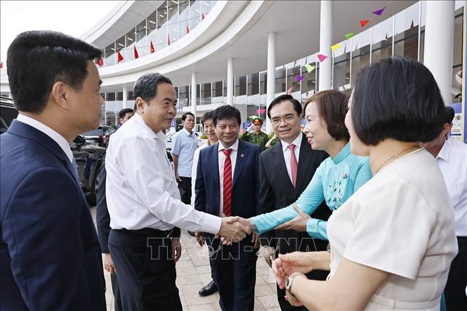Chủ tịch Quốc hội Trần Thanh Mẫn với đại biểu dự Hội báo toàn quốc 2026. Ảnh: Doãn Tấn - TTXVN