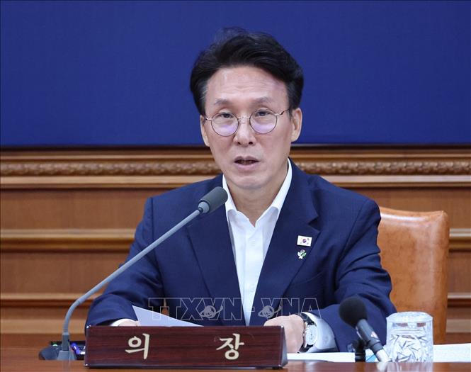 Thủ tướng Hàn Quốc Kim Min Seok phát biểu tại thủ đô Seoul. Ảnh: YONHAP/TTXVN