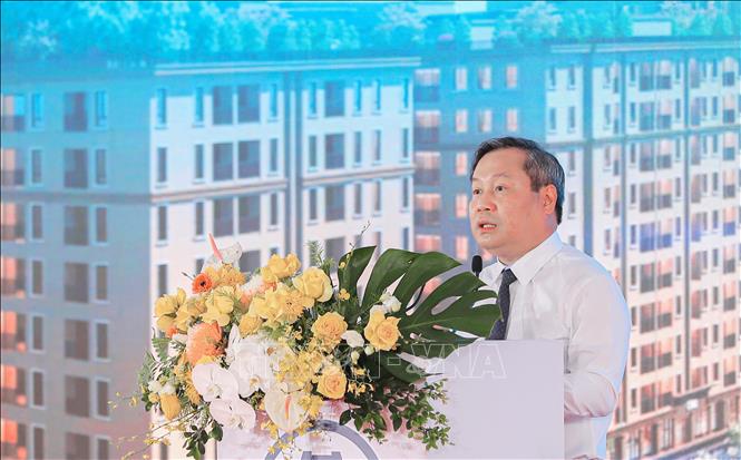Chủ tịch Ủy ban nhân dân thành phố Hà Nội Vũ Đại Thắng phát biểu tại buổi lễ. Ảnh: Phan Phương - TTXVN