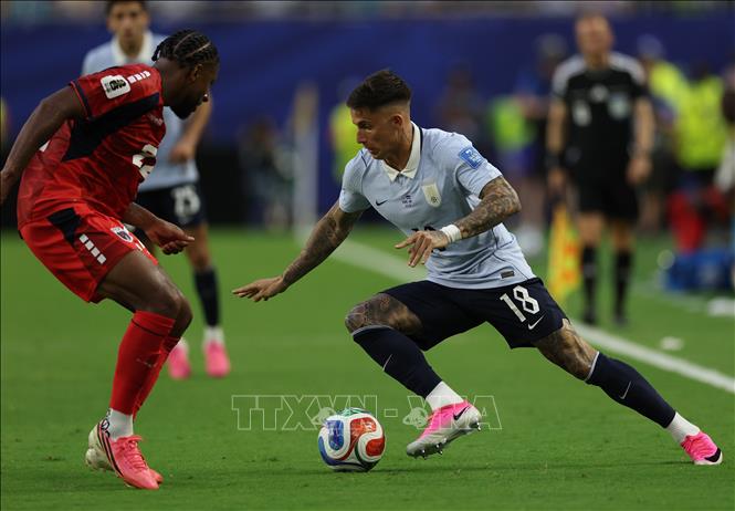 Pha tranh bóng giữa tiền vệ Bỉ Brian Rodriguez (phải) và hậu vệ Cape Verde Steven Moreira. Ảnh: THX/TTXVN