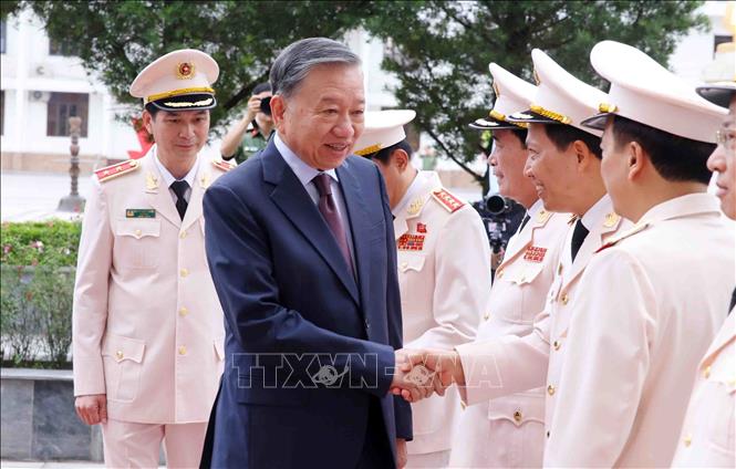 Tổng Bí thư, Chủ tịch nước Tô Lâm tới dự Lễ kỷ niệm 80 năm Ngày truyền thống Học viện An ninh nhân dân. Ảnh: Phạm Kiên - TTXVN