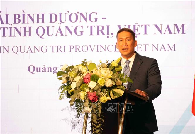 Quyền Bộ trưởng Hải quân Hoa Kỳ Hùng Cao phát biểu tại buổi lễ. Ảnh: Tá Chuyên - TTXVN