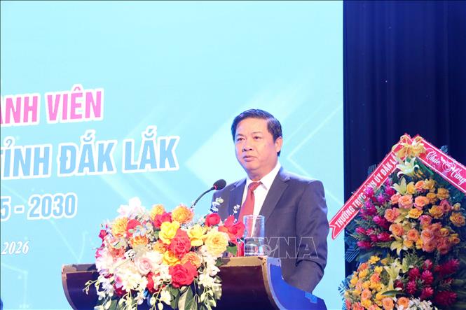 Ủy viên Ban Chấp hành Trung ương Đảng, Bí thư Tỉnh ủy Đắk Lắk Lương Nguyễn Minh Triết phát biểu chỉ đạo tại Đại hội. Ảnh: Hoài Thu – TTXVN.