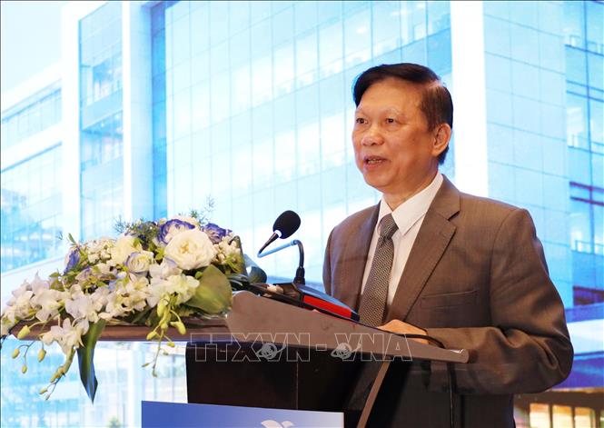 PGS.TS Trần Quý Tường, Chủ tịch Hội Tin học Y tế Việt Nam chia sẻ thông tin tại hội thảo. Ảnh: Trần Lê Lâm - TTXVN 
