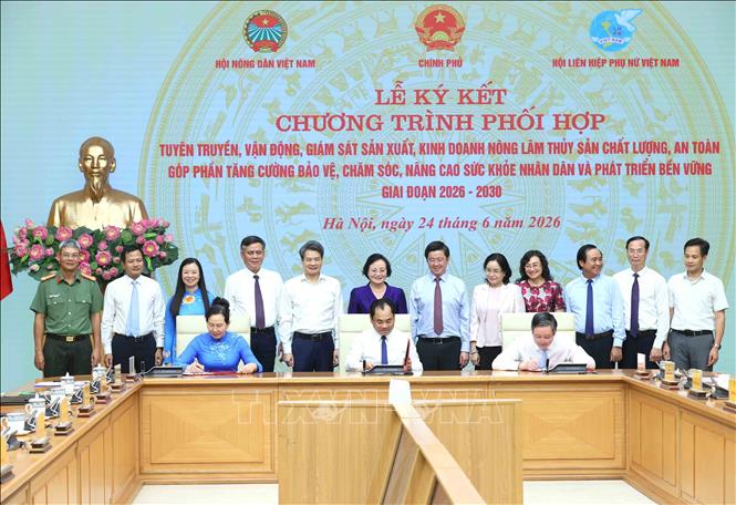 Phó Thủ tướng Phạm Thị Thanh Trà với các đại biểu chứng kiến lễ ký kết. Ảnh: An Đăng - TTXVN
