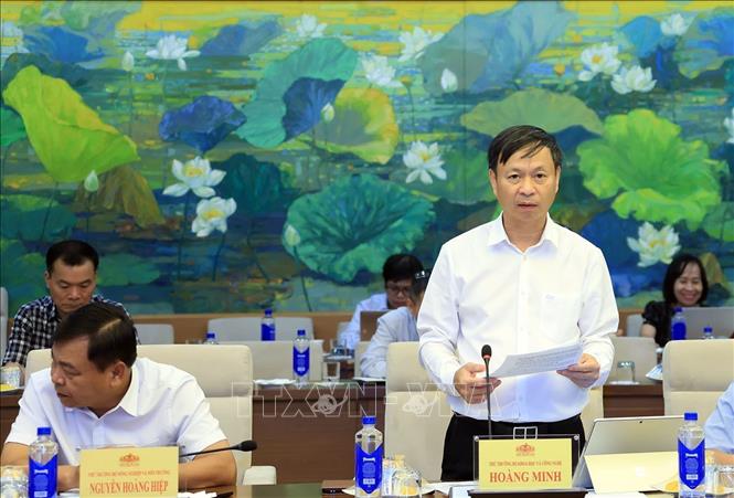 Thứ trưởng Bộ Khoa học và Công nghệ Hoàng Minh trình bày dự án Luật dự kiến trình Quốc hội tại Kỳ họp không thường lệ. Ảnh: Tuấn Anh - TTXVN