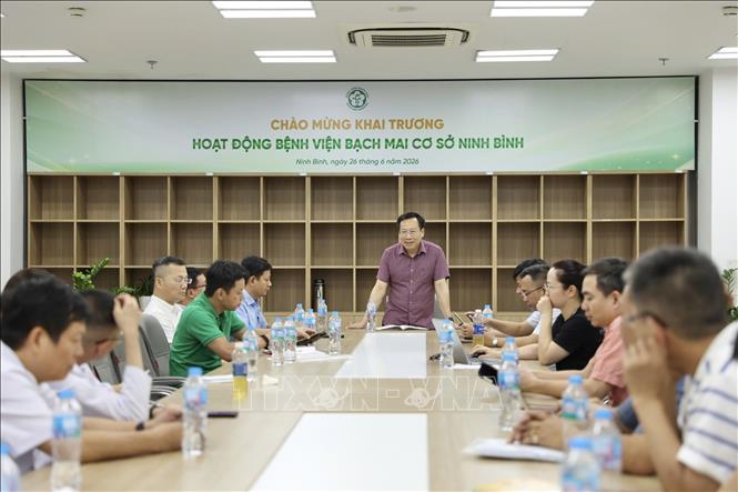 Thứ trưởng Bộ Y tế Lê Đức Luận phát biểu tại buổi làm việc. Ảnh: Tiến Long/TTXVN phát