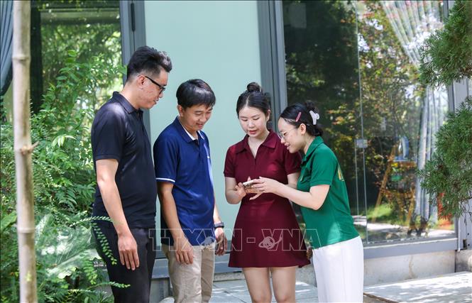 Giới trẻ dễ dàng tra cứu thông tin và tiếp cận các sản phẩm văn hóa số chỉ với một chiếc điện thoại thông minh. Ảnh: Giang Phương - TTXVN