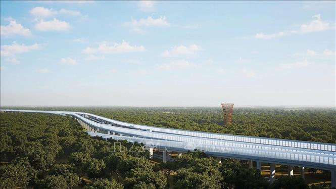 Phối cảnh 13 km cầu cạn đi qua Khu bảo tồn thiên nhiên - văn hóa Đồng Nai được thiết kế tường chống ồn và chắn sáng để bảo vệ thú. Ảnh: TTXVN phát