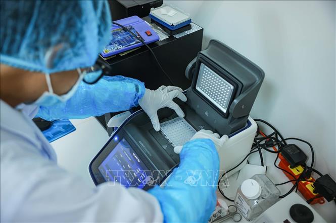 Tiến hành làm giàu DNA liệt sĩ bằng máy PCR. Ảnh: Hoàng Hiếu - TTXVN