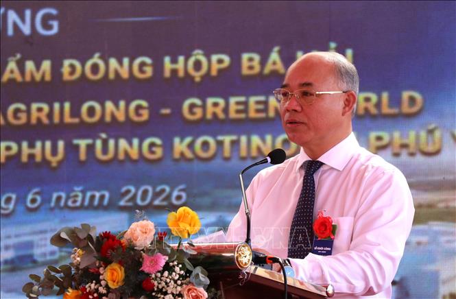 Ông Trương Công Thái, Phó Chủ tịch UBND tỉnh Đắk Lắk phát biểu tại lễ khởi công. Ảnh: Tường Quân - TTXVN