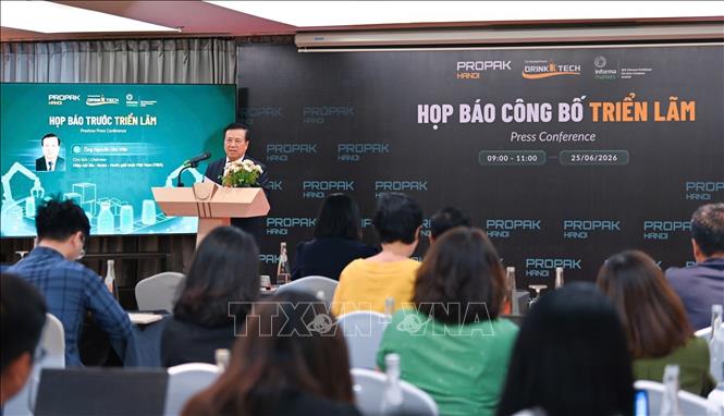 Từ 13 đến 15/10/2026, Triển lãm Quốc tế về công nghệ xử lý, chế biến và đóng gói (ProPak Hanoi 2026) sẽ diễn ra tại Trung tâm triển lãm Việt Nam (VEC) Đông Anh, Hà Nội. Ảnh: Trần Việt - TTXVN