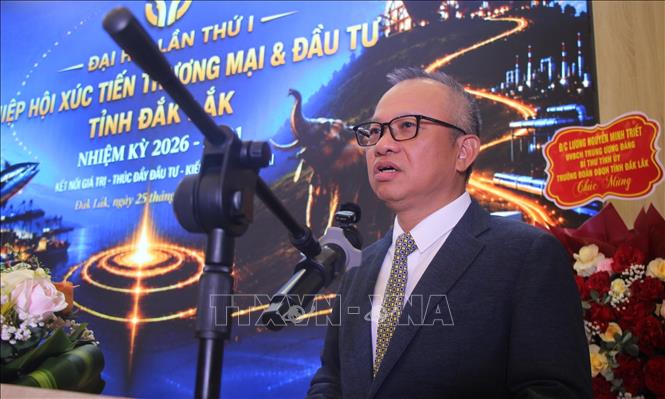 Ông Nguyễn Mạnh Tiến, nguyên Phó Chủ nhiệm Ủy ban Quốc phòng, An ninh và Đối ngoại của Quốc hội, Chủ tịch danh dự Hiệp hội phát biểu. Ảnh: Tường Quân - TTXVN
